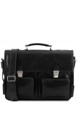 Большой черный кожаный портфель Tuscany Leather Ventimiglia TL142069