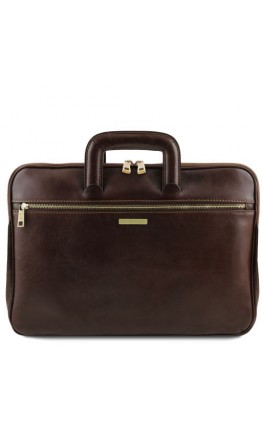 Кожаная фирменная папка - портфель темно-коричневого цвета Tuscany Leather TL142070 Caserta bbrown