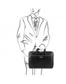 Фотография Кожаная фирменная папка - портфель черного цвета Tuscany Leather TL142070 Caserta black