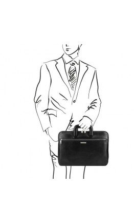 Кожаная фирменная папка - портфель черного цвета Tuscany Leather TL142070 Caserta black