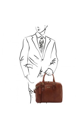 Коричневый мужской кожаный портфель Tuscany Leather TL142080 Matera