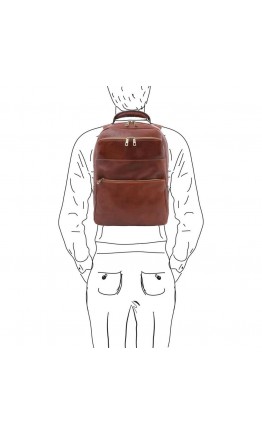 Мужской кожаный коричевый фирменный рюкзак Tuscany leather Melbourne TL142205 brown