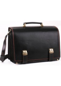 Черный удобный кожаный мужской портфель Manufatto tm1-black brown