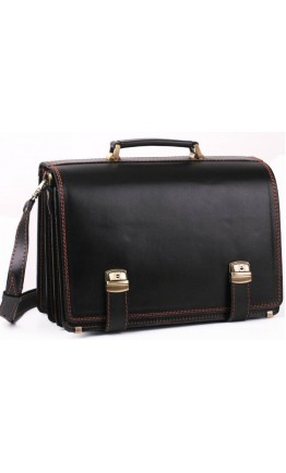 Черный удобный кожаный мужской портфель Manufatto tm1-black brown