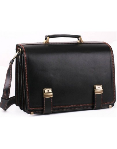 Фотография Черный удобный кожаный мужской портфель Manufatto tm1-black brown