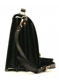 Чёрный портфель из прочной натуральной кожи Manufatto tm-1 croco