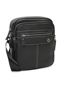 Черная кожаная сумка на плечо Borsa Leather K12221-black