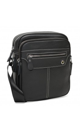 Черная кожаная сумка на плечо Borsa Leather K12221-black