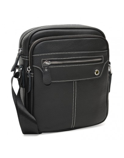 Фотография Черная кожаная сумка на плечо Borsa Leather K12221-black