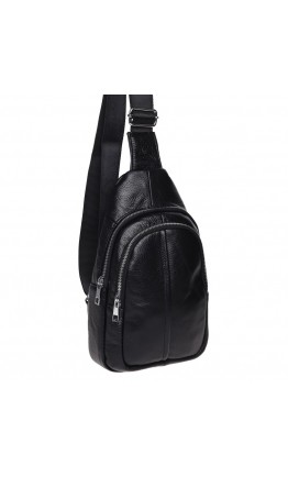 Кожаный рюкзак - слинг на плечо Keizer K1156-black