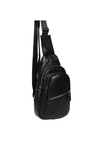Черный рюкзак - слинг мужской Borsa Leather K1330-black