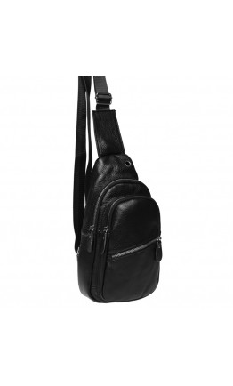 Черный рюкзак - слинг мужской Borsa Leather K1330-black