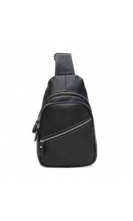 Мужской черный слинг кожаный рюкзак Keizer K11908bl-black
