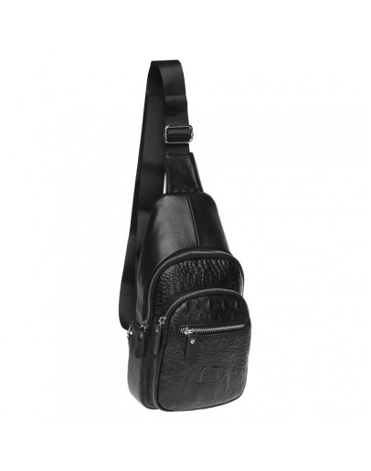 Фотография Черный кожаный слинг мужской K1142-black