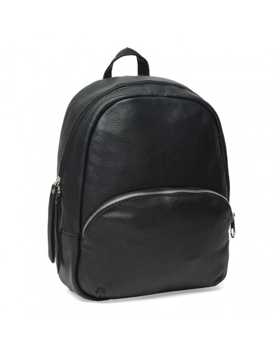 Фотография Женский черный кожаный рюкзак Ricco Grande 1l658-black