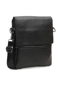 Черная сумка кожаная на плечо Borsa Leather K12056-black