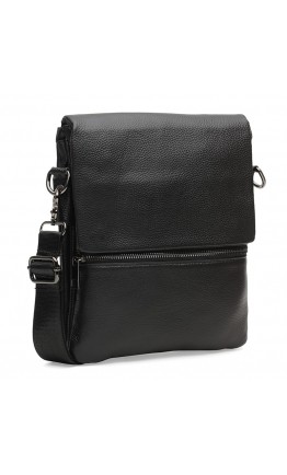 Черная сумка кожаная на плечо Borsa Leather K12056-black