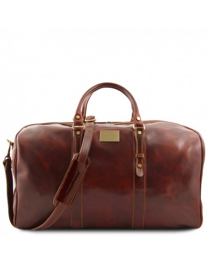 Фотография Коричневая кожаная фирменная дорожная сумка Tuscany Leather Francoforte  TL140860
