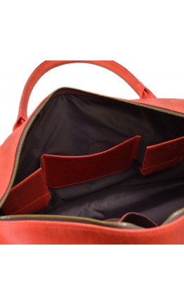 Дорожная кожаная винтажная сумка красного цвета TARWA RR-5664-4lx