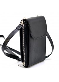 Женская кожаная черная сумка-чехол панч TARWA GA-2123-4lx
