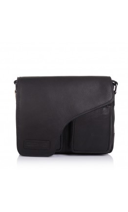 Кожаная мужская сумка через плечо черного цвета Hill Burry HB3062 black