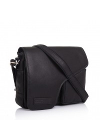 Кожаная мужская сумка через плечо черного цвета Hill Burry HB3062 black