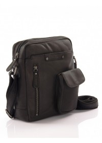 Кожаная мужская сумка кросс-боди черного цвета Hill&Burry HB3101 black