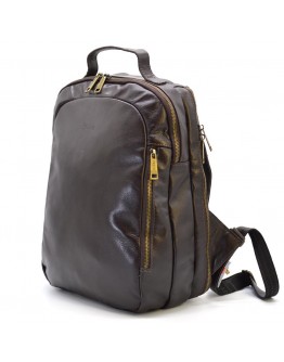 Повседневный коричневый кожаный вместительный рюкзак TARWA GC-3072-3md
