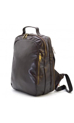 Повседневный коричневый кожаный вместительный рюкзак TARWA GC-3072-3md