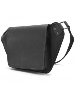 Кожаная мужская напоясная сумка черная матовая TARWA RA-8127-3md