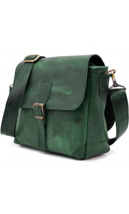 Сумка-планшет зеленого цвета через плечо винтажная кожа TARWA RE-1309-3md