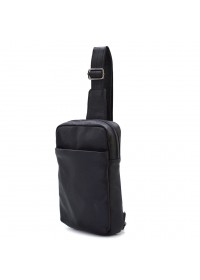 Кожаный мужской слинг рюкзак на одно плечо черный Tarwa FA-0205-3md