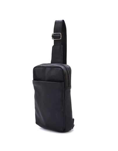 Фотография Кожаный мужской слинг рюкзак на одно плечо черный Tarwa FA-0205-3md