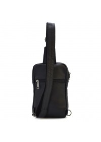 Кожаный мужской слинг рюкзак на одно плечо черный Tarwa FA-0205-3md