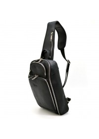 Кожаный рюкзак-слинг мужская нагрудная сумка черная TARWA RA-0910-4lx