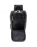Фотография Кожаный рюкзак-слинг мужская нагрудная сумка черная TARWA RA-0910-4lx