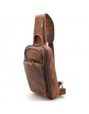 Фотография Кожаный коричневый мужской рюкзак - слинг TARWA RY-0910-4lx