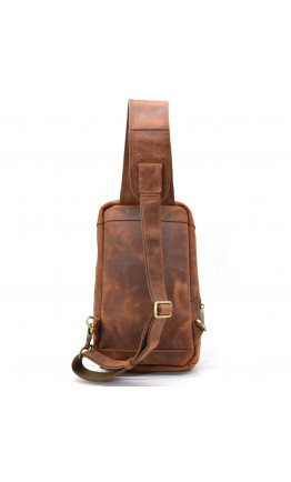 Кожаный коричневый мужской рюкзак - слинг TARWA RY-0910-4lx