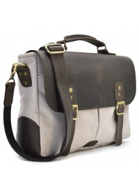 Мужская серая сумка-портфель из многослойного канваса и кожи TARWA RGj-3960-3md