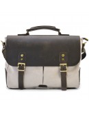 Фотография Мужская серая сумка-портфель из многослойного канваса и кожи TARWA RGj-3960-3md