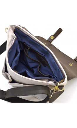 Мужская серая сумка-портфель из многослойного канваса и кожи TARWA RGj-3960-3md