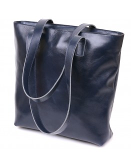 Вместительная кожаная синяя женская сумка-шоппер Shvigel 16369