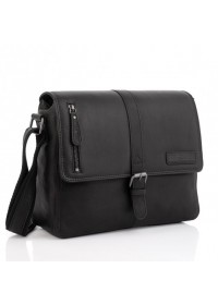 Черная фирменная кожаная сумка на плечо HILL BURRY HB3058A