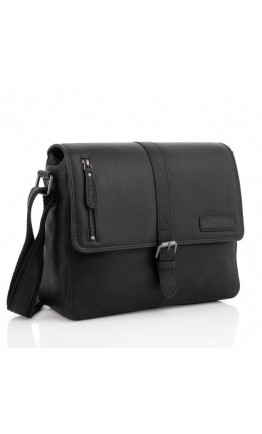 Черная фирменная кожаная сумка на плечо HILL BURRY HB3058A
