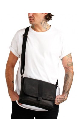 Фирменная черная сумка мужская на плечо - кросс-боди HILL BURRY HB3094A