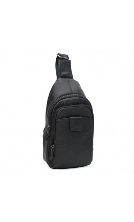 Мужской кожаный рюкзак - слинг черный Keizer K14034bl-black