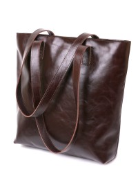 Кожаная темно-коричневая женская сумка-шоппер Shvigel 16370