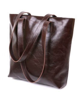 Кожаная темно-коричневая женская сумка-шоппер Shvigel 16370