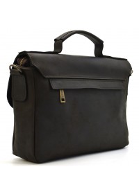 Кожаная мужская коричневая сумка-портфель на плечо с ручкой TARWA RC-6008-3md