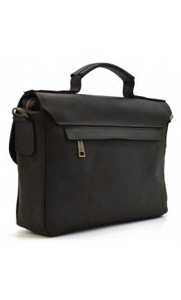 Кожаная мужская коричневая сумка-портфель на плечо с ручкой TARWA RC-6008-3md